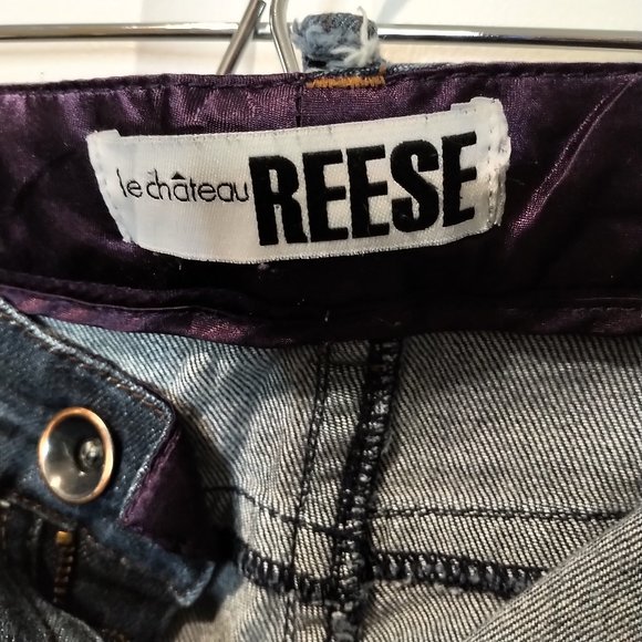 30 Le Chateau Reese dark wash denim jeans baby boot small flair - Picture 2 of 5